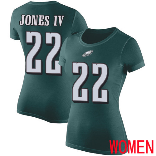 Women Philadelphia Eagles #22 Sidney Jones Green Rush Pride Name and Number NFL T Shirt->nfl t-shirts->Sports Accessory